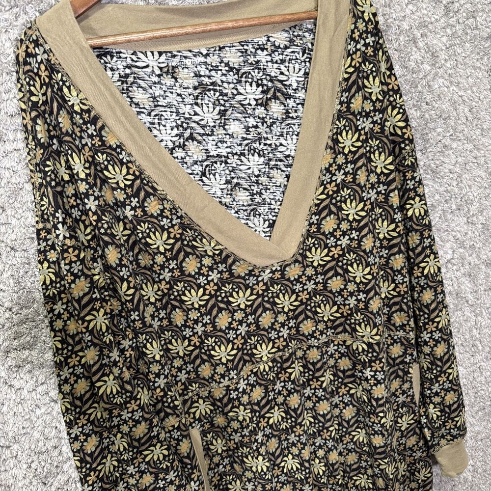 Natural Life Johnnie Cotton Jumpsuit Size XL Green Floral Loungewear Loose - Picture 6 of 10